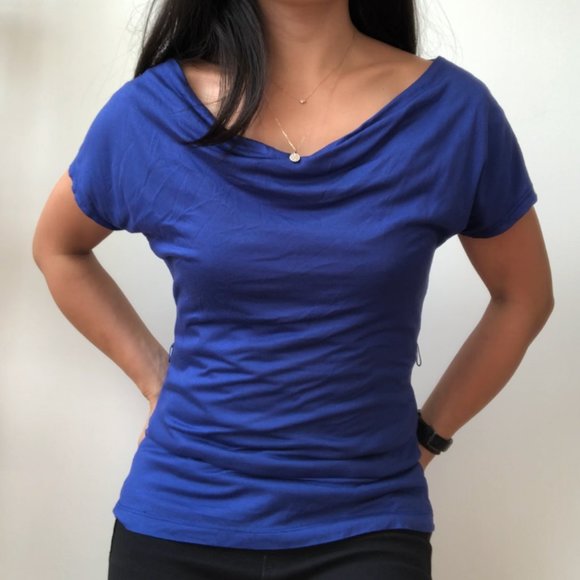 H&M Blue cowl neck tshirt - Picture 2 of 6